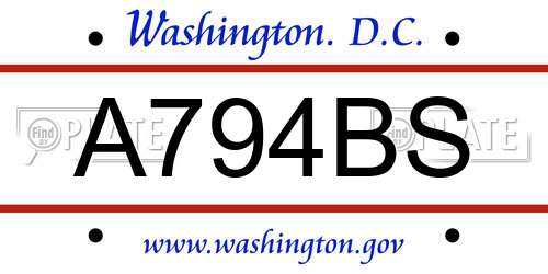 A794BS District Of Columbia License Plate