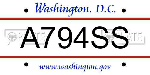 A794SS District Of Columbia License Plate