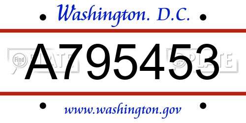 A795453 District Of Columbia License Plate