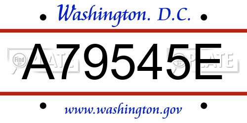 A79545E District Of Columbia License Plate