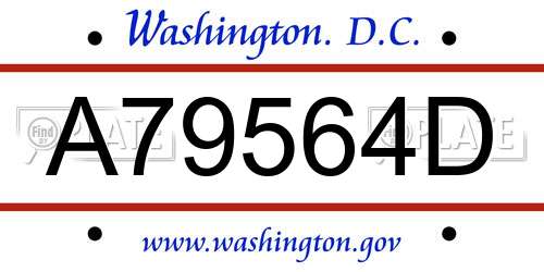 A79564D District Of Columbia License Plate