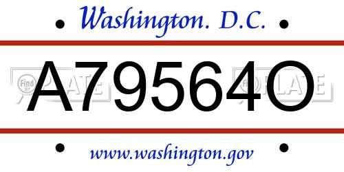 A79564O District Of Columbia License Plate