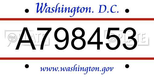 A798453 District Of Columbia License Plate