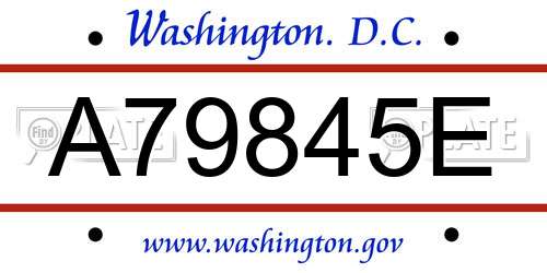 A79845E District Of Columbia License Plate