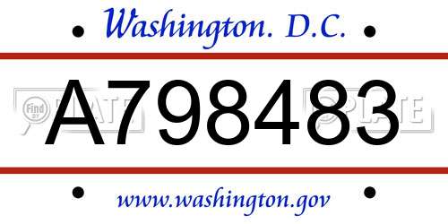 A798483 District Of Columbia License Plate