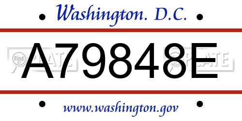 A79848E District Of Columbia License Plate