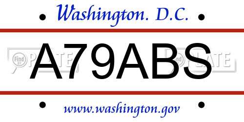 A79ABS District Of Columbia License Plate