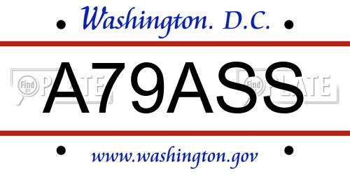 A79ASS District Of Columbia License Plate