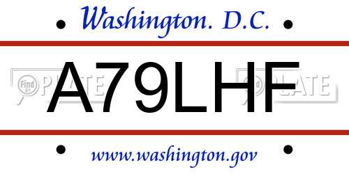 A79LHF District Of Columbia License Plate