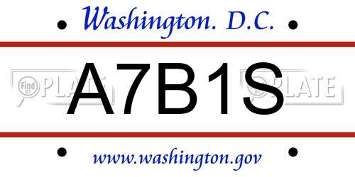 A7B1S District Of Columbia License Plate
