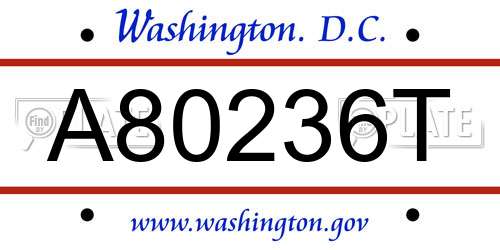 A80236T District Of Columbia License Plate