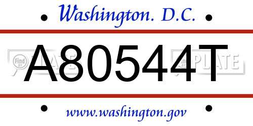 A80544T District Of Columbia License Plate