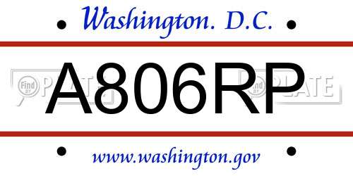 A806RP District Of Columbia License Plate