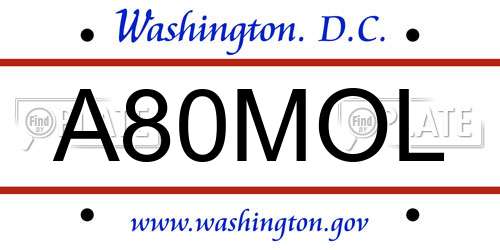A80MOL District Of Columbia License Plate