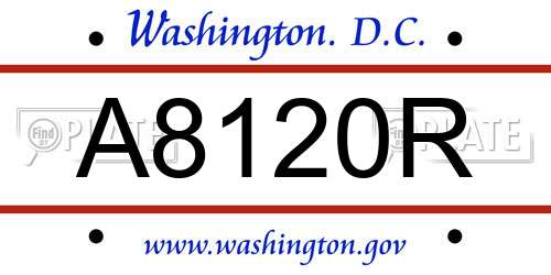 A8120R District Of Columbia License Plate