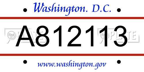 A812113 District Of Columbia License Plate