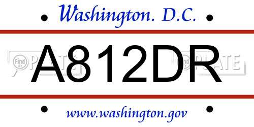 A812DR District Of Columbia License Plate