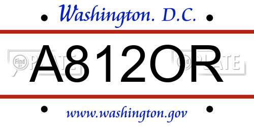 A812OR District Of Columbia License Plate