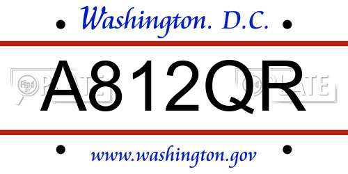 A812QR District Of Columbia License Plate