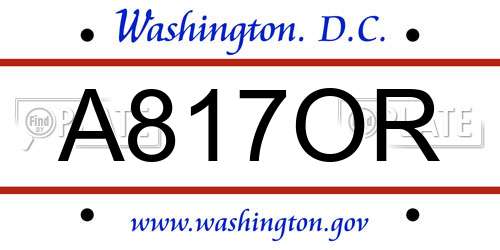 A817OR District Of Columbia License Plate