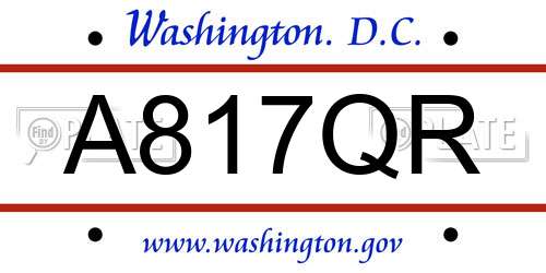 A817QR District Of Columbia License Plate