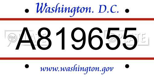 A819655 District Of Columbia License Plate