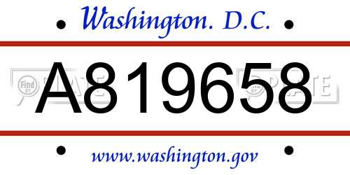 A819658 District Of Columbia License Plate