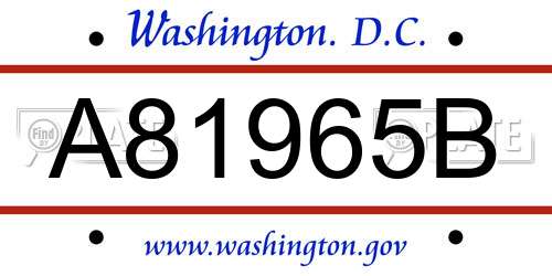 A81965B District Of Columbia License Plate