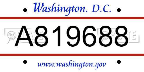 A819688 District Of Columbia License Plate