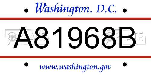A81968B District Of Columbia License Plate