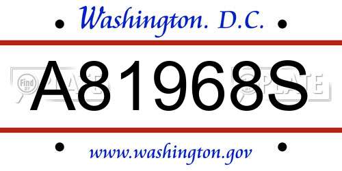 A81968S District Of Columbia License Plate