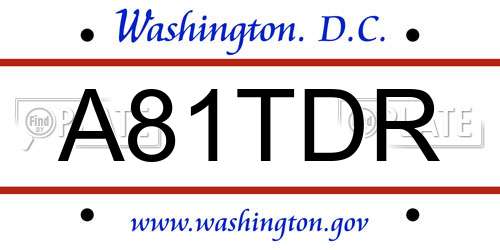 A81TDR District Of Columbia License Plate