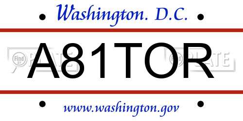 A81TOR District Of Columbia License Plate