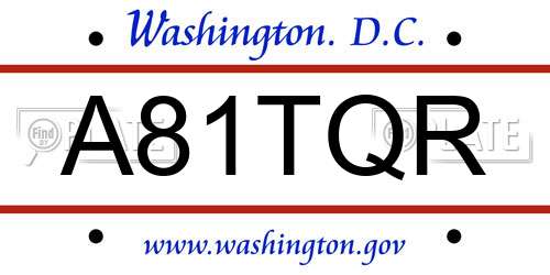 A81TQR District Of Columbia License Plate