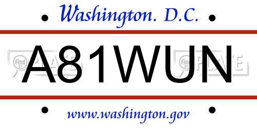 A81WUN District Of Columbia License Plate