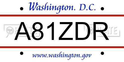 A81ZDR District Of Columbia License Plate