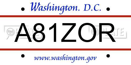 A81ZOR District Of Columbia License Plate