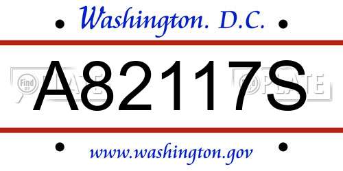 A82117S District Of Columbia License Plate