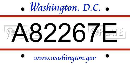 A82267E District Of Columbia License Plate