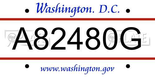 A82480G District Of Columbia License Plate