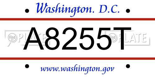 A8255T District Of Columbia License Plate