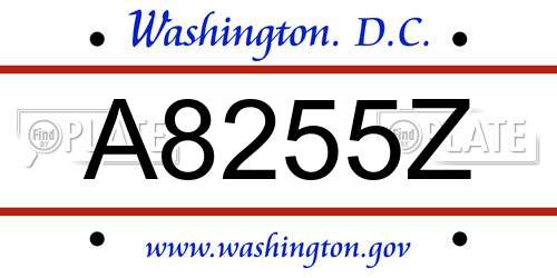 A8255Z District Of Columbia License Plate
