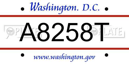 A8258T District Of Columbia License Plate