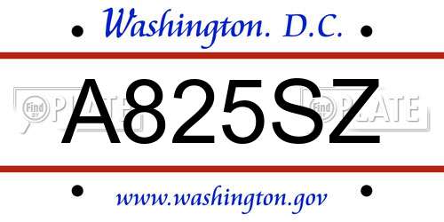 A825SZ District Of Columbia License Plate