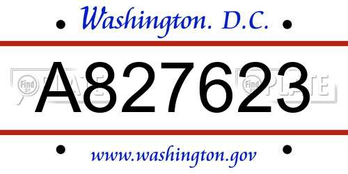 A827623 District Of Columbia License Plate