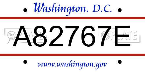 A82767E District Of Columbia License Plate