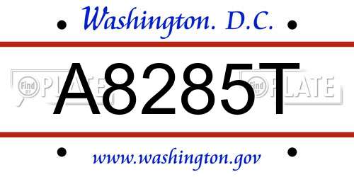 A8285T District Of Columbia License Plate