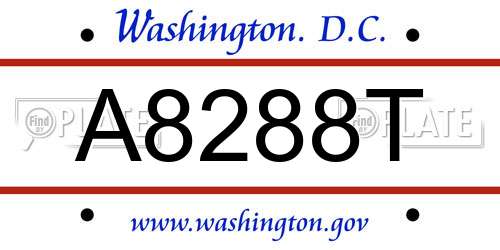A8288T District Of Columbia License Plate
