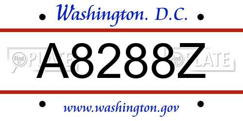 A8288Z District Of Columbia License Plate