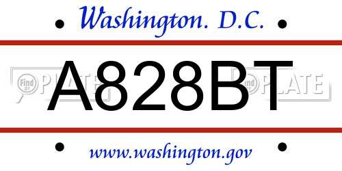A828BT District Of Columbia License Plate